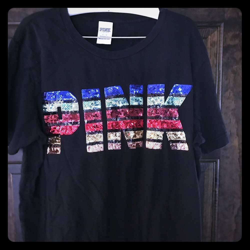 VS Pink T-shirt with sequins, size Large